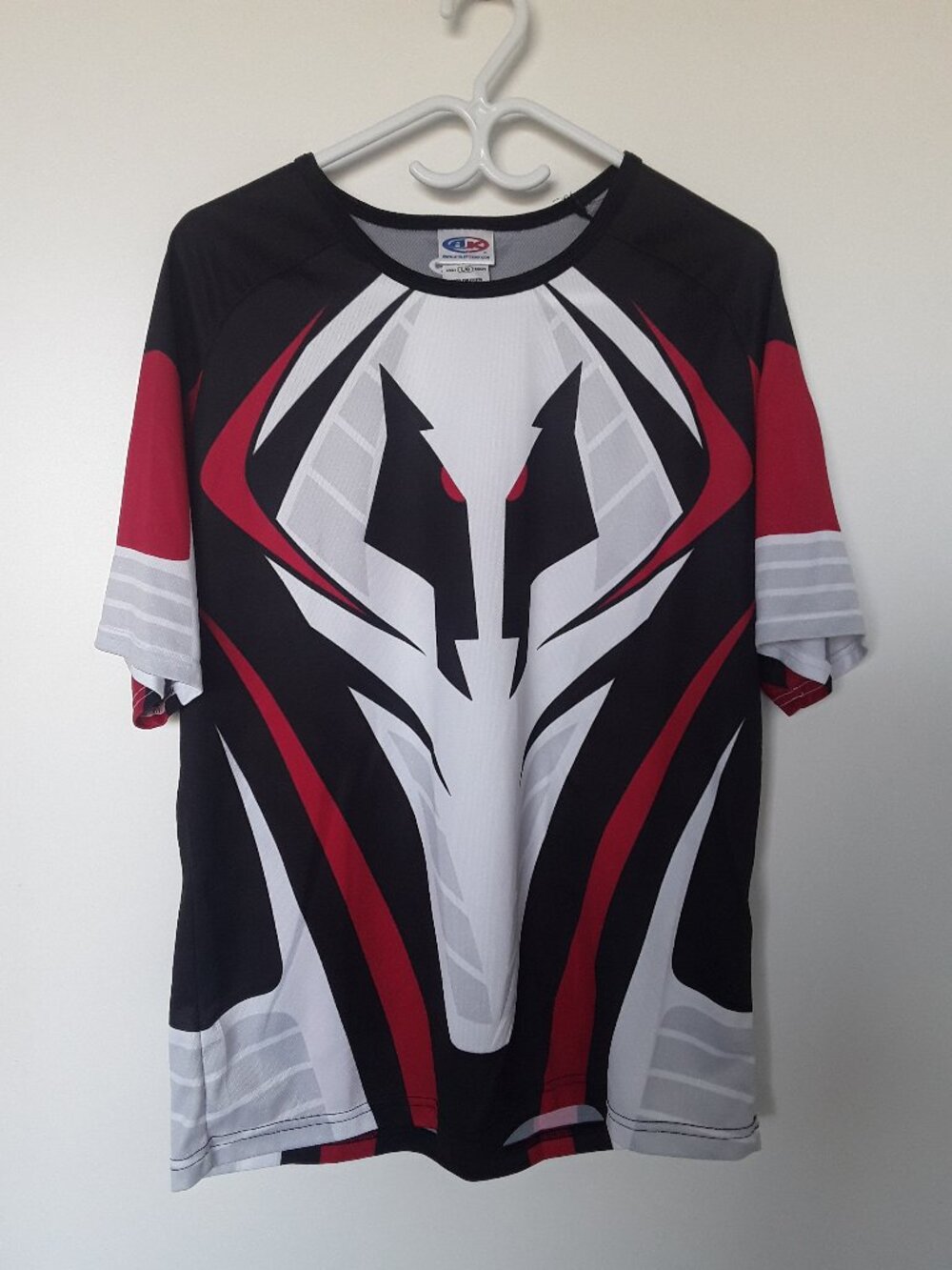 Athletic Knit Custom Hockey Jersey Adult L Black Red White Wolf Tribal Design